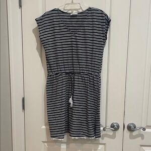 LOFT Navy and White Striped Dress